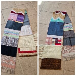 Upcycled Winter Patch Scarf Denim Quilt Blanket Handmade